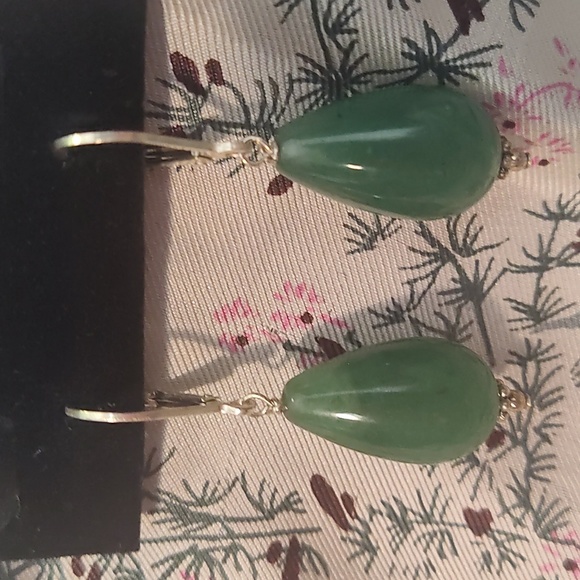 Earrings,jade stone,925 clip - Picture 2 of 5